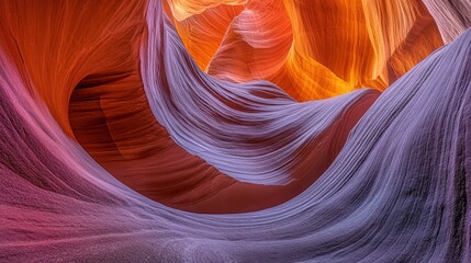 Obraz premium Stunning Narrow Canyon with Illuminated Rock Opening and Light Shafts