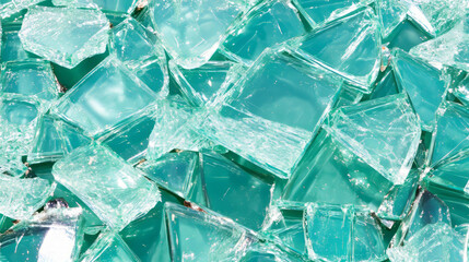 Obraz premium Abstract shattered glass background on teal surface for design and decoration