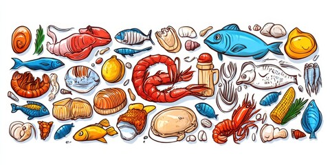 Fototapeta premium Exquisite Seafood Spread Banner