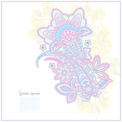 Isolated Vector Paisley pattern in floral indian style