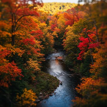 Vibrant Fall Colors by the Riverbank