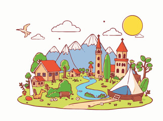 Colorful Vector Elements for Eco-Tourism and Sustainable Journeys