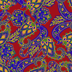 Trendy ethnic-style vector paisley pattern. Seamless Fashionable vector template for any design projects