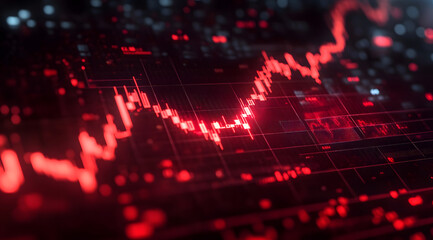 Red stock market crash chart symbolizes financial loss and economic downturn. The concept is of finance, investment, recession, and economic crisis.