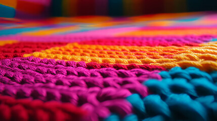 Vibrant crochet blanket texture for craft and design inspiration