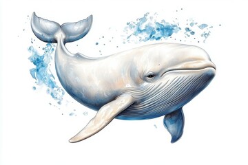 Fototapeta premium White whale is swimming in the ocean