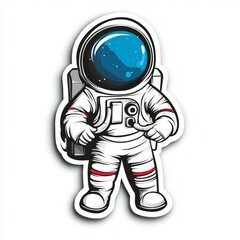  kisscut sticker of cartoonish drawing of an astrounaut, image with white background
