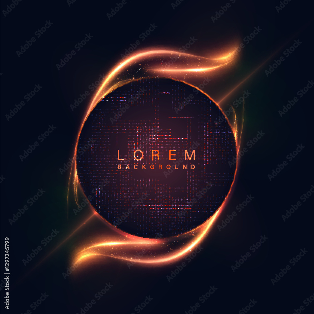 Aufkleber Abstract glowing circle with smooth fiery streams and particles. Ideal for hi-tech visuals, futuristic backgrounds and digital animations.