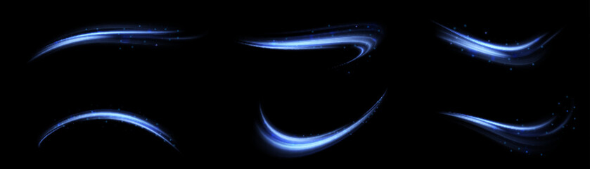 Blue line curve light effect. Glowing blue magic effect. Abstract effect of light energy movement. Vector 10 EPS  © Valeriia