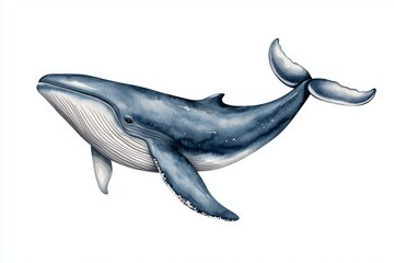 Fototapeta premium Blue whale is swimming in the ocean