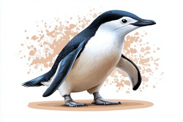 Fototapeta premium Penguin is standing on a sandy beach