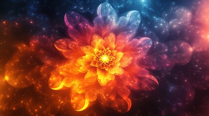 Fractal mandala with symmetric digital glow high resolution hd image