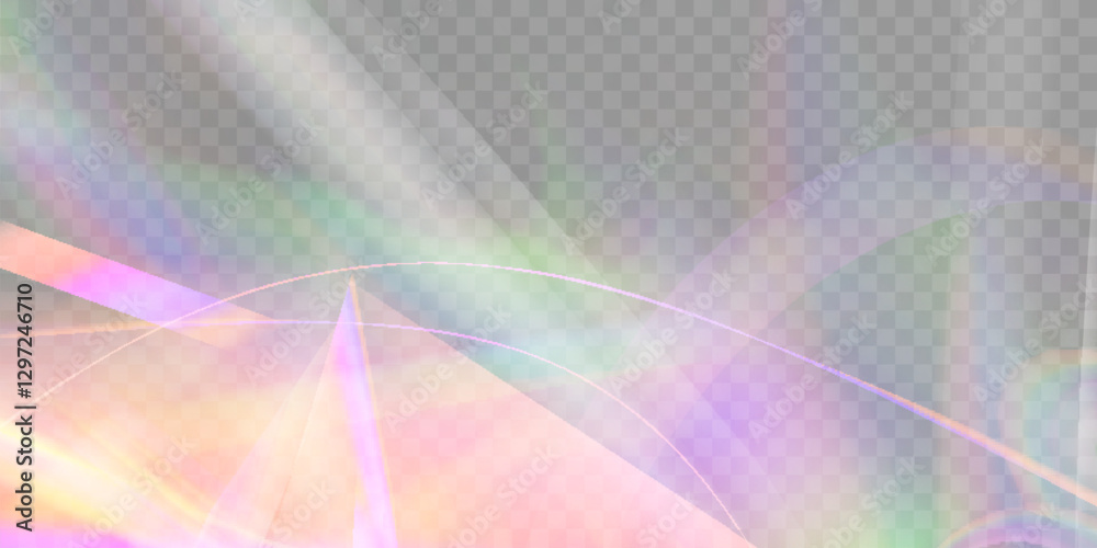 Poster realistic diamond reflection, rainbow light optical effect colorful collection, bright spectrum glow