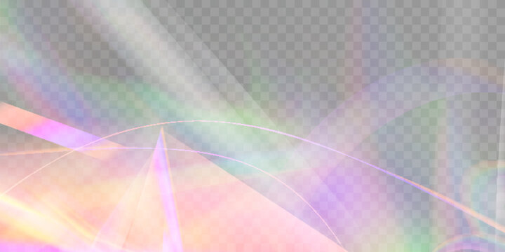 Realistic diamond reflection, rainbow light optical effect Colorful collection, bright spectrum glow rays. Rainbow effect overlay, prismatic crystal refraction.	
