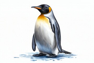Fototapeta premium Penguin is standing on a white background