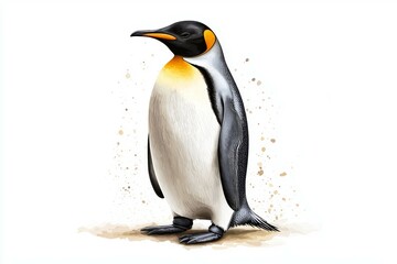 Fototapeta premium Penguin is standing on a sandy beach
