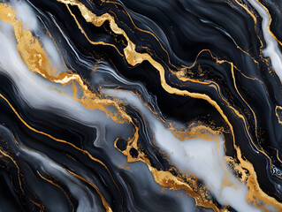 Abstract Black, Gold, and White Marble Texture Background
