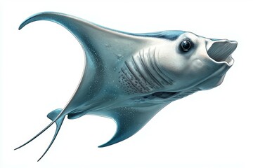 Fototapeta premium Blue and white fish with a long tail and a mouth open