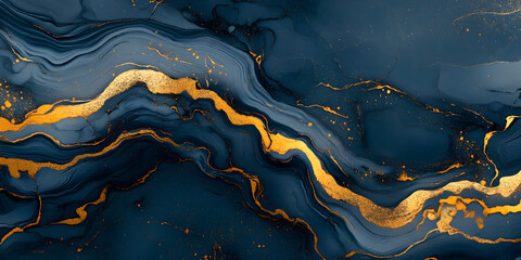 Abstract Blue and Gold Marble Texture Background

