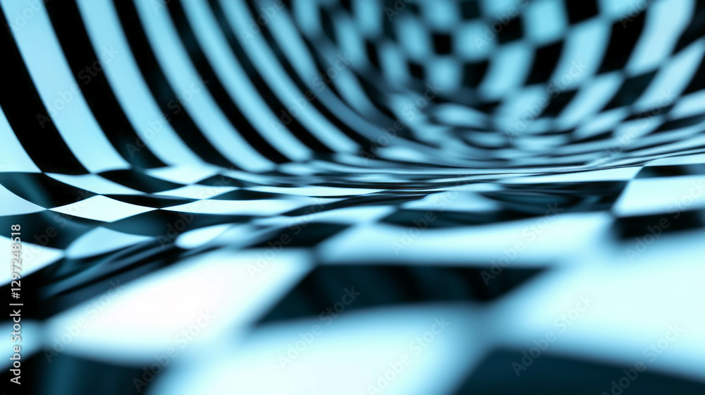 Poster abstract distorted checkerboard pattern background for modern design and art projects