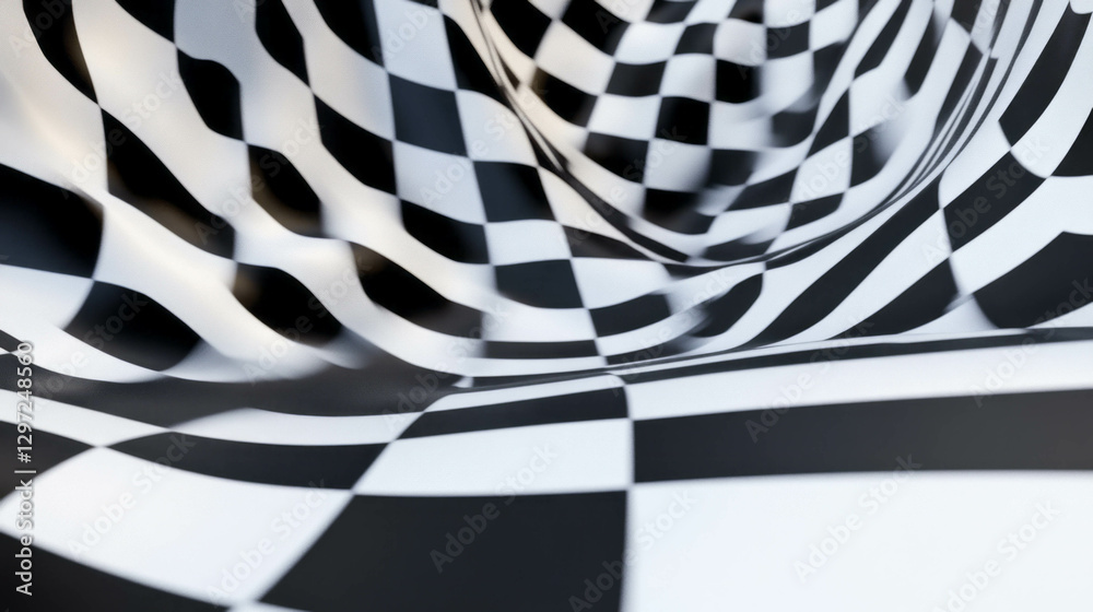 Poster abstract distorted checkerboard pattern for modern design projects
