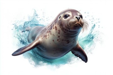 Obraz premium Seal is swimming in the ocean