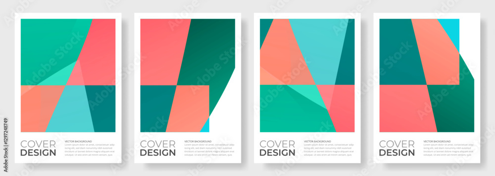 Aufkleber Abstract multicolour poster or vertical background vector set. A4 resolution modern colorful geometric cover design for banner, brochure, flyer, poster, book, annual report, card, presentation.