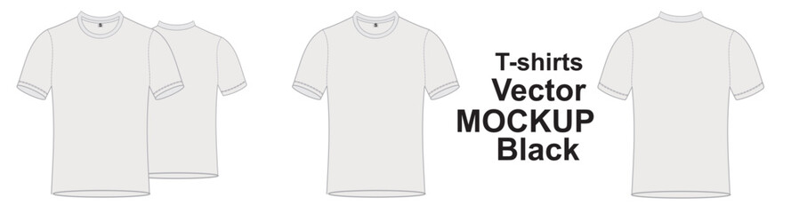 Crewneck Short Sleeve Vector Mockup T-shirt Short Sleeve Fashion Illustration Crew neck Tee Shirt Vector