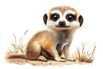 Fototapeta premium Cute baby kangaroo with big eyes and a smile