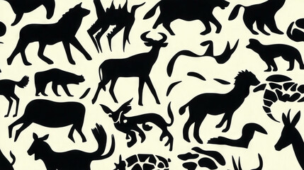 Fabric animal silhouettes background for nature design