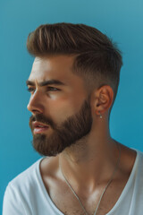 Fototapeta premium A graceful white dove flying with a ribbon, representing love, hope, and harmony. Perfect for wedding invitations, religious themes, and peace campaigns.