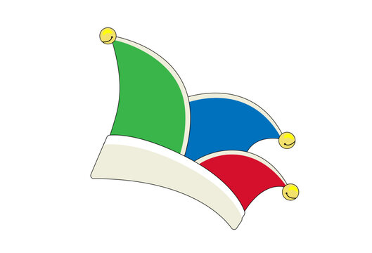 Faschingshut Vorlage f&uuml;r Karten, Dekoration uvm, 
Vektor Illustration isoliert auf wei&szlig;em Hintergrund
