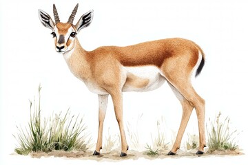 Deer stands in a field of grass