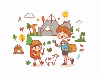 Responsible Travel Concept: Eco-Friendly Adventure Symbols