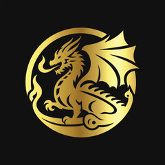 Elegant Chinese Dragon Gold Icon