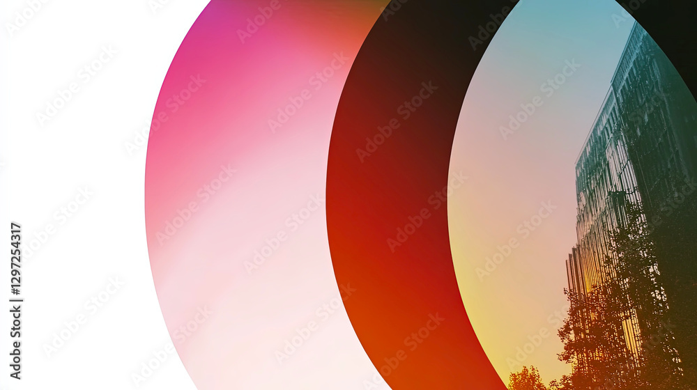 Poster modern urban design showcasing soft gradient transitions emphasizing minimalism and creativity