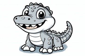Fototapeta premium Cartoon crocodile with a big smile on its face