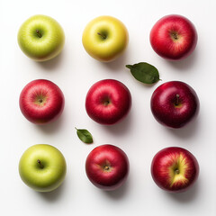 Bunte &Auml;pfel in verschiedenen Sorten und Farben auf hellem Hintergrund

