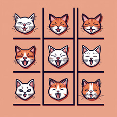 Verschiedene Katzenköpfe, die mit Emotionen zum Leben erwachen
