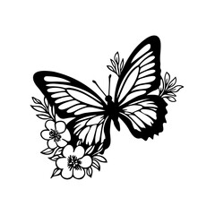 Obraz premium Floral butterfly, Butterfly with flower wing, vector illustration