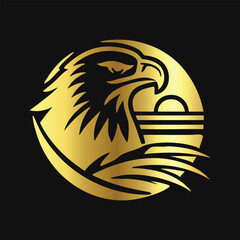 Golden Eagle Head Vector Illustration