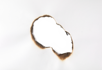 Burnt hole of paper, texture and background, clipping path	