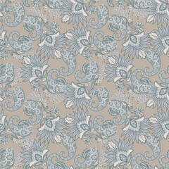 Elegant Paisley Seamless Vector Pattern. Indian floral motifs for fabric designs