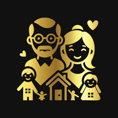 Sophisticated Gold Family Graphic Icon

