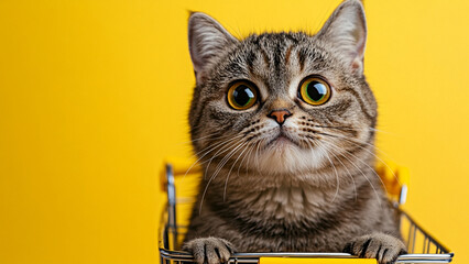 cat on a yellow background