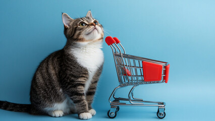 cat with shopping cart