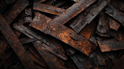 Rusty Metal Strips Showing Corrosion and Different Levels of Decay