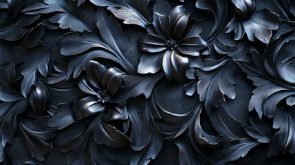 Obraz premium Elegant metal floral design with intricate cutout patterns on dark background