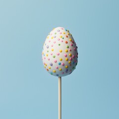 decorated easter egg on a stick for decoration isolated on solid background