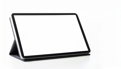 Tablet PC with Blank Screen: Isolated Tech on White Background